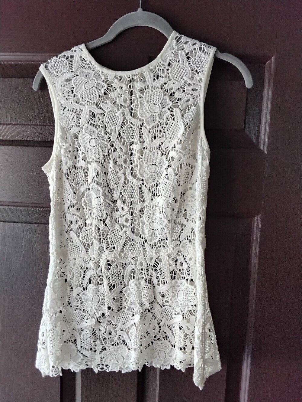 Cabi Lace Crochet Sleeveless Top - Off White Xs